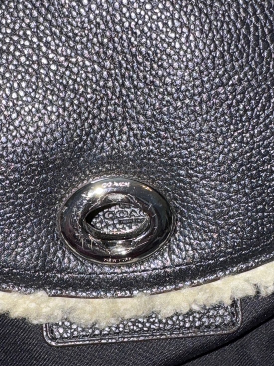 Coach Turn-lock Shearling Backpack in Black Pebble Leather main image 8